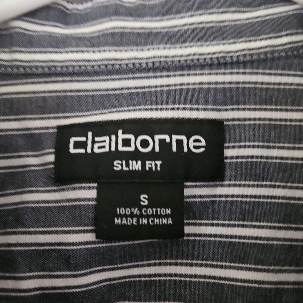 Claiborne Men's Black and White Striped Shirt - Picture 3 of 3